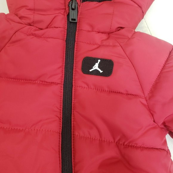 NIKE Air Jordan Newborn Baby Bunting Snowsuit Coat Black Red New Fleece Lined - Picture 5 of 8